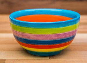 Horizontal Stripey sugar bowl in candy