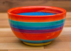 Horizontal Stripey sugar bowl in red