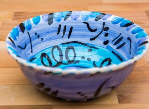 Abstract cereal bowl in blue