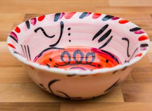 Abstract cereal bowl in red