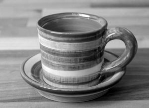 Horizontal Stripey espresso cup and saucer in Red