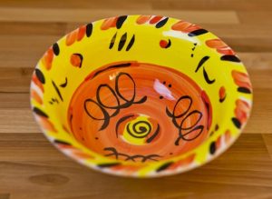Abstract cereal bowl in yellow