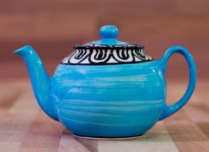 Aztec small teapot in bright blue