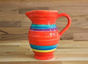 Horizontal Stripey medium jug in red