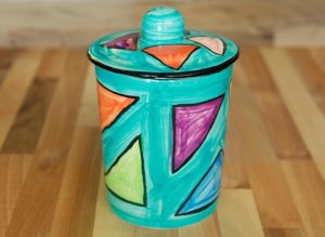 Carnival storage jar in sea green