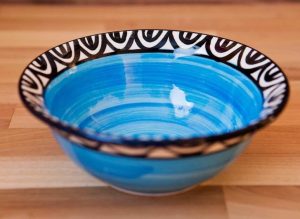 Aztec cereal bowl in bright blue