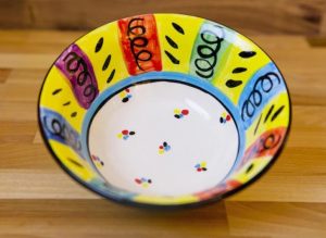 Vertical stripey cereal bowl in multi