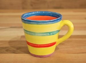 Horizontal Stripey small tapered mug in yellow