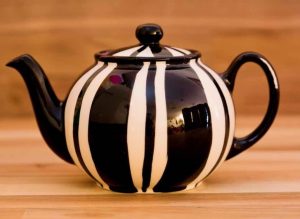 Black and white large Teapot in broad stripe