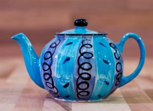 Vertical Stripey large Teapot in blue