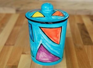 Carnival storage jar in pale blue