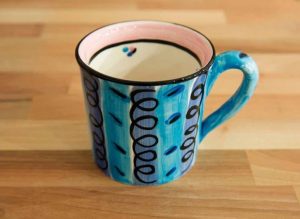 Vertical Stripey wide mug in blue
