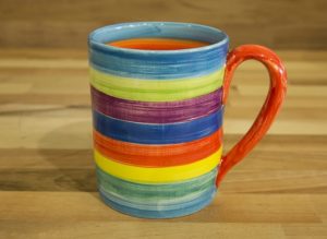 Horizontal Stripey parallel pint mug in candy