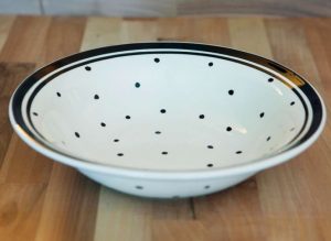 Black and White pasta bowl in polka Dot