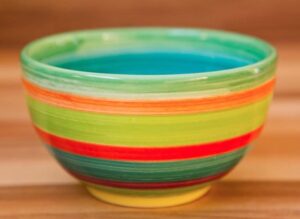 Horizontal Stripey sugar bowl in green