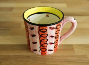 Vertical Stripey wide mug in red