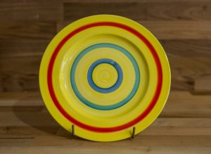 Horizontal Stripey 11″ dinner plate in yellow