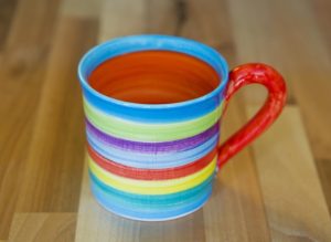 Horizontal stripey wide parallel mug in candy