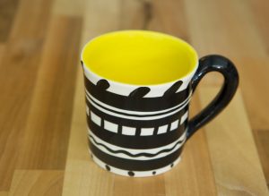 Black and white wide mug in banded