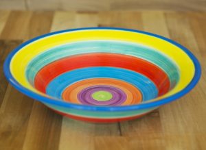 Horizontal stripey pasta bowl in Candy