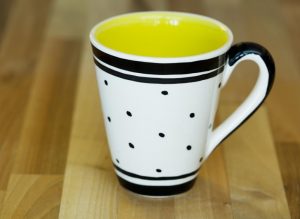 Black and White large tapered mug in Polka Dot