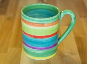 Horizontal Stripey parallel pint mug in green