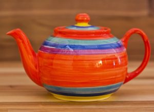 Horizontal Stripey large Teapot in Red