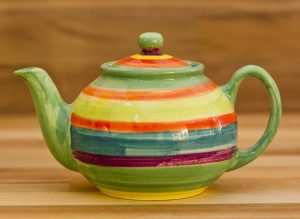 Horizontal Stripey small teapot in Green
