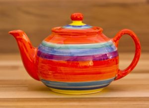 Horizontal Stripey mini teapot in red