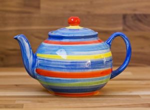 Horizontal Stripey large Teapot in Blue