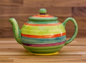 Horizontal Stripey mini teapot in green