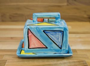 Carnival butter dish in pale blue