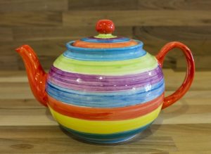 Horizontal Stripey large Teapot in Candy