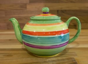 Horizontal Stripey large Teapot in Green