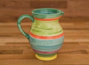 Horizontal Stripey small jug in Green