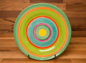 Horizontal Stripey 8″ side plate in green