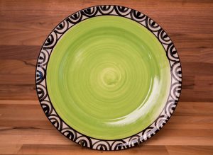 Aztec 11″ dinner plate in lime green