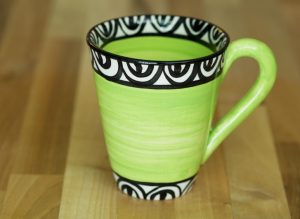 Aztec small tapered mug in lime green